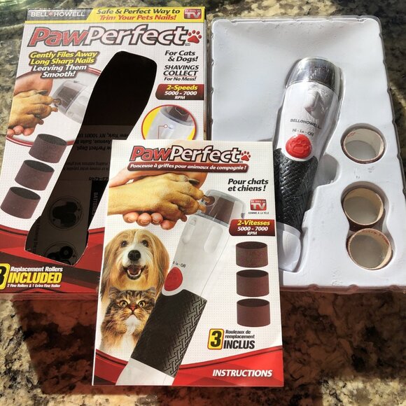 Bell + Howell PawPerfect Pet Nail Groomer Gentle Painless 3 Grooming Rollers CN - Picture 2 of 8